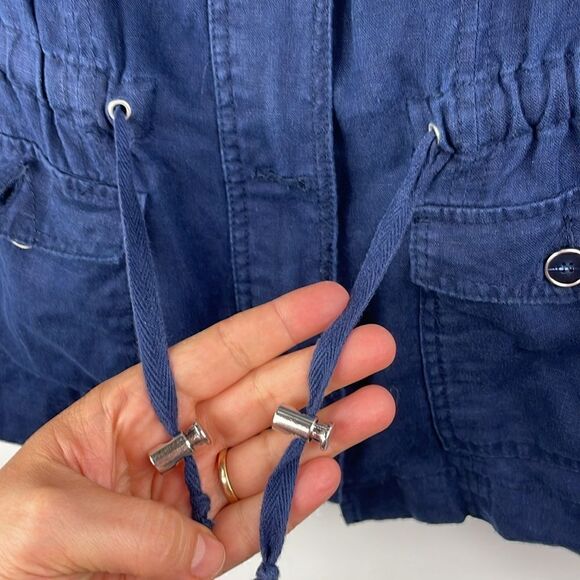 INC Utility Linen Jacket Women’s Navy Size Petite Medium - Picture 11 of 14